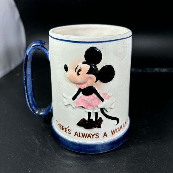 Vintage Disney Mug Behind Every Great Man Theres Always A Woman Mug Mickey Mouse - Picture 3 of 5